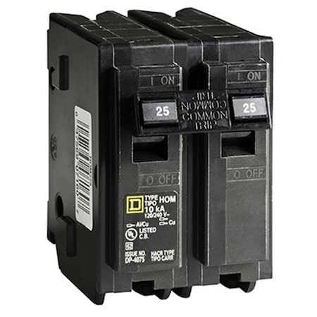 Square D Circuit Breaker, HOM Series, 25A, 2 Pole, 120/240V AC, 10kA 820506